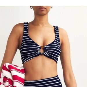 Hunza G Women's Blue Striped Nadine Bikini TOP B663